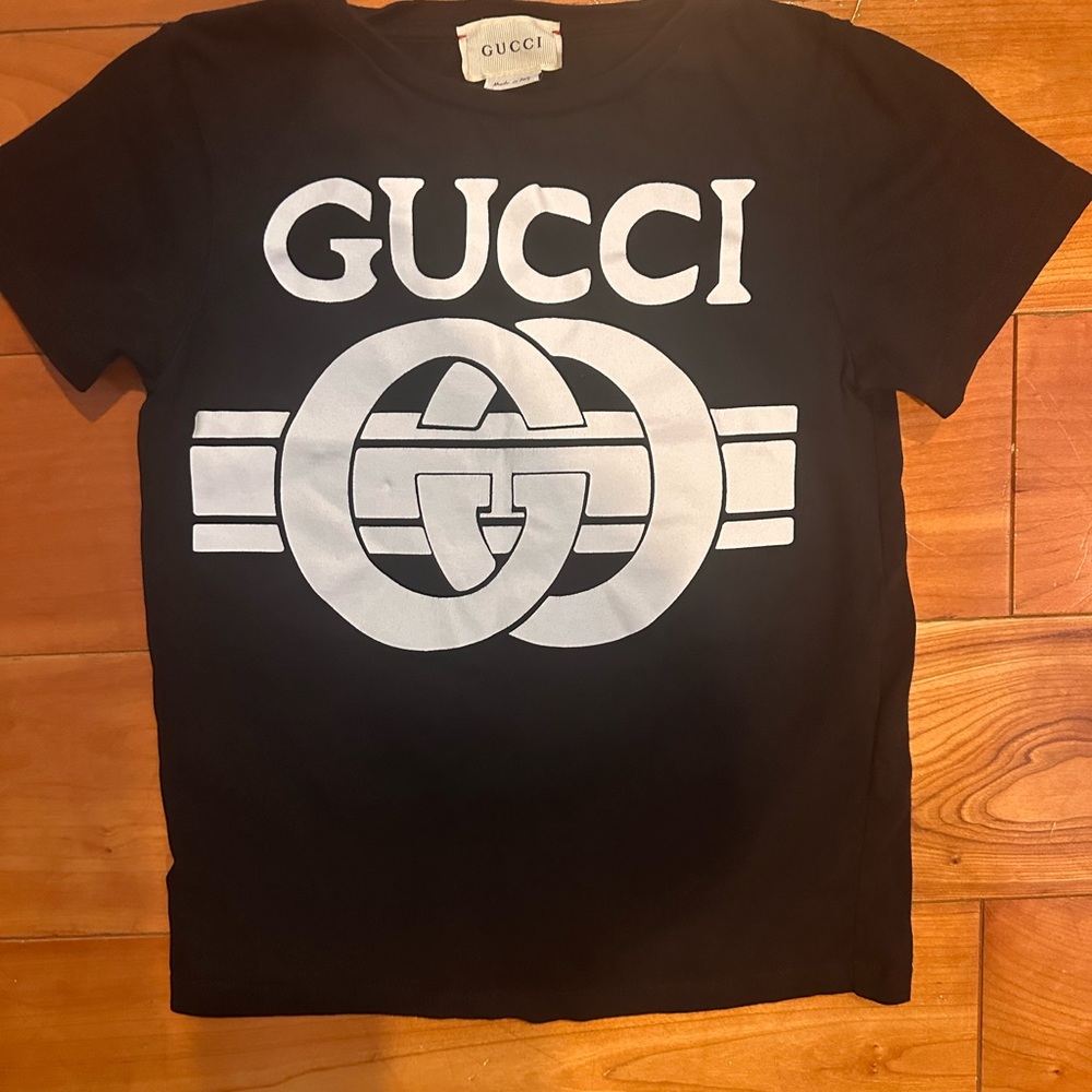 Gucci Kids Black Tee with White Logo 6